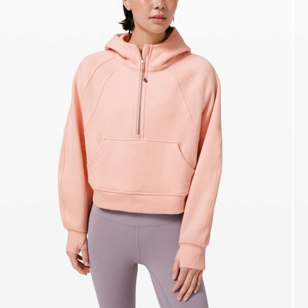 Lululemon Scuba Oversized 1/2 Zip Hoodie Pink Mist M/L Cozy Athleisure EUC
